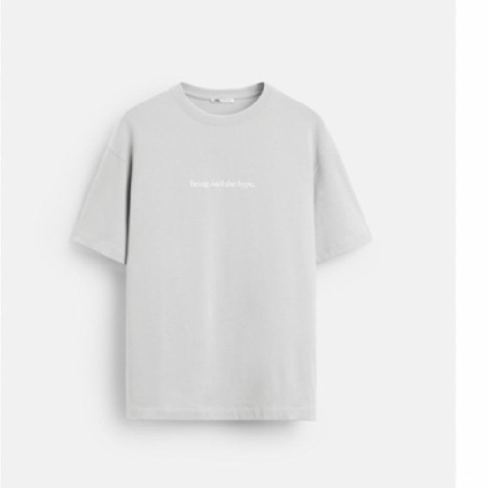 Zara. Small.New T-Shirt - pearl gray